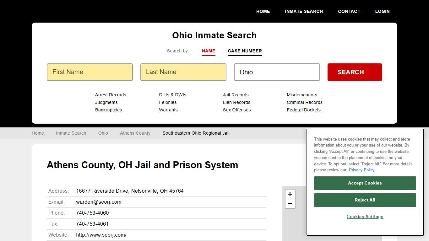 Southeastern Ohio Regional Jail Inmate Records Search, Ohio - StateCourts